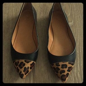 J Crew Black/Leopard print flats